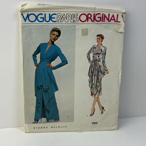 Dress Sash Size 12 Draped Front Lined Semi Fitted UNCUT Pattern 2305 P. Balmain